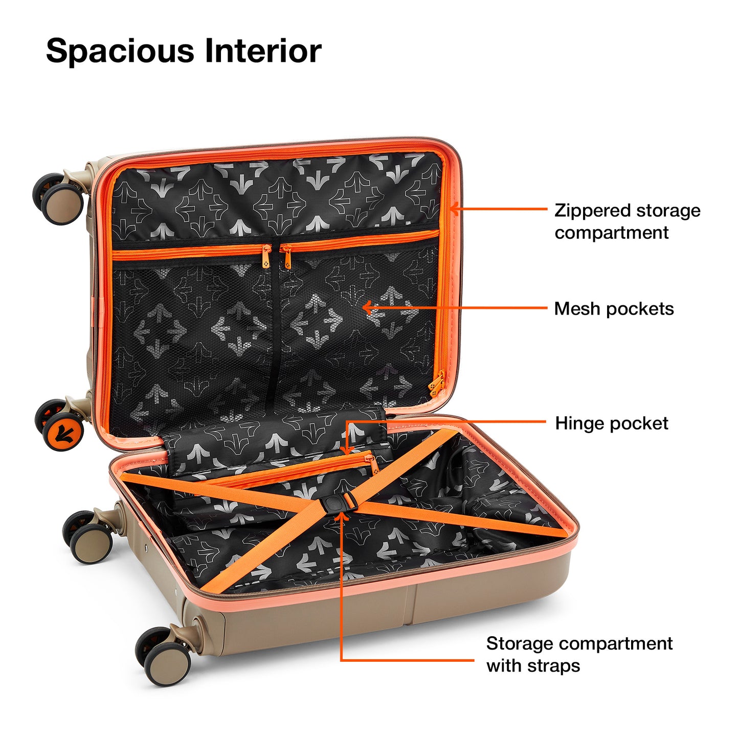 Nasher Miles Plus Springfield Hard-Sided Polypropylene Cabin Luggage with Laptop Compartment Champagne 20 inch |55 Trolley Bag