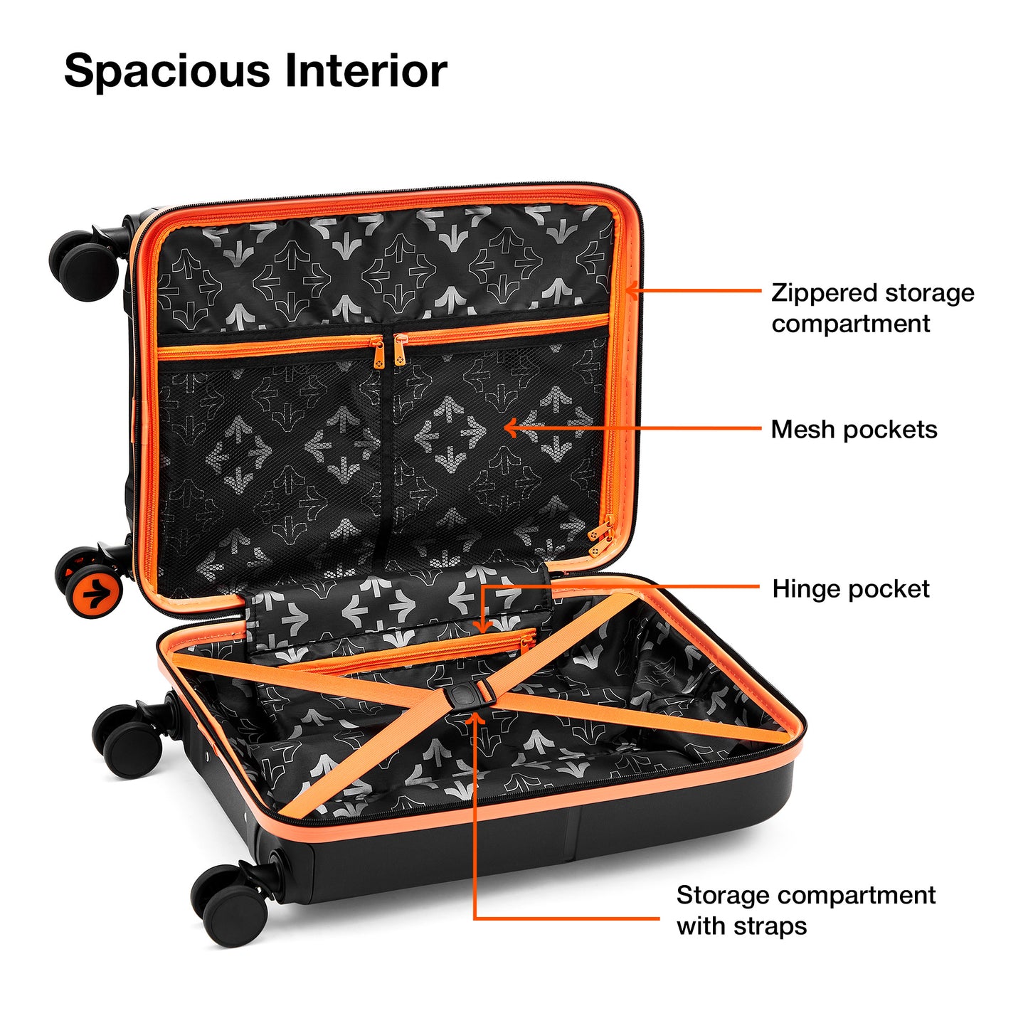 Nasher Miles Plus Springfield Hard-Sided Polypropylene Cabin Luggage with Laptop Compartment Black 20 inch |55 Trolley Bag