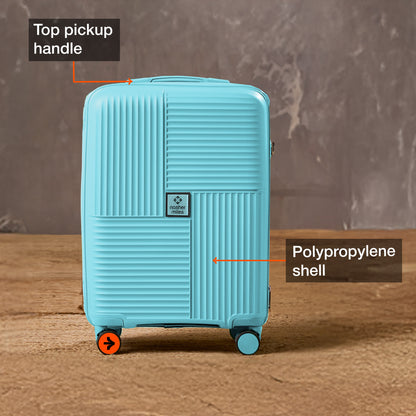 Nasher Miles Singapore Hard-Sided Polypropylene Cabin Luggage Light Blue 20 inch |55 Trolley Bag
