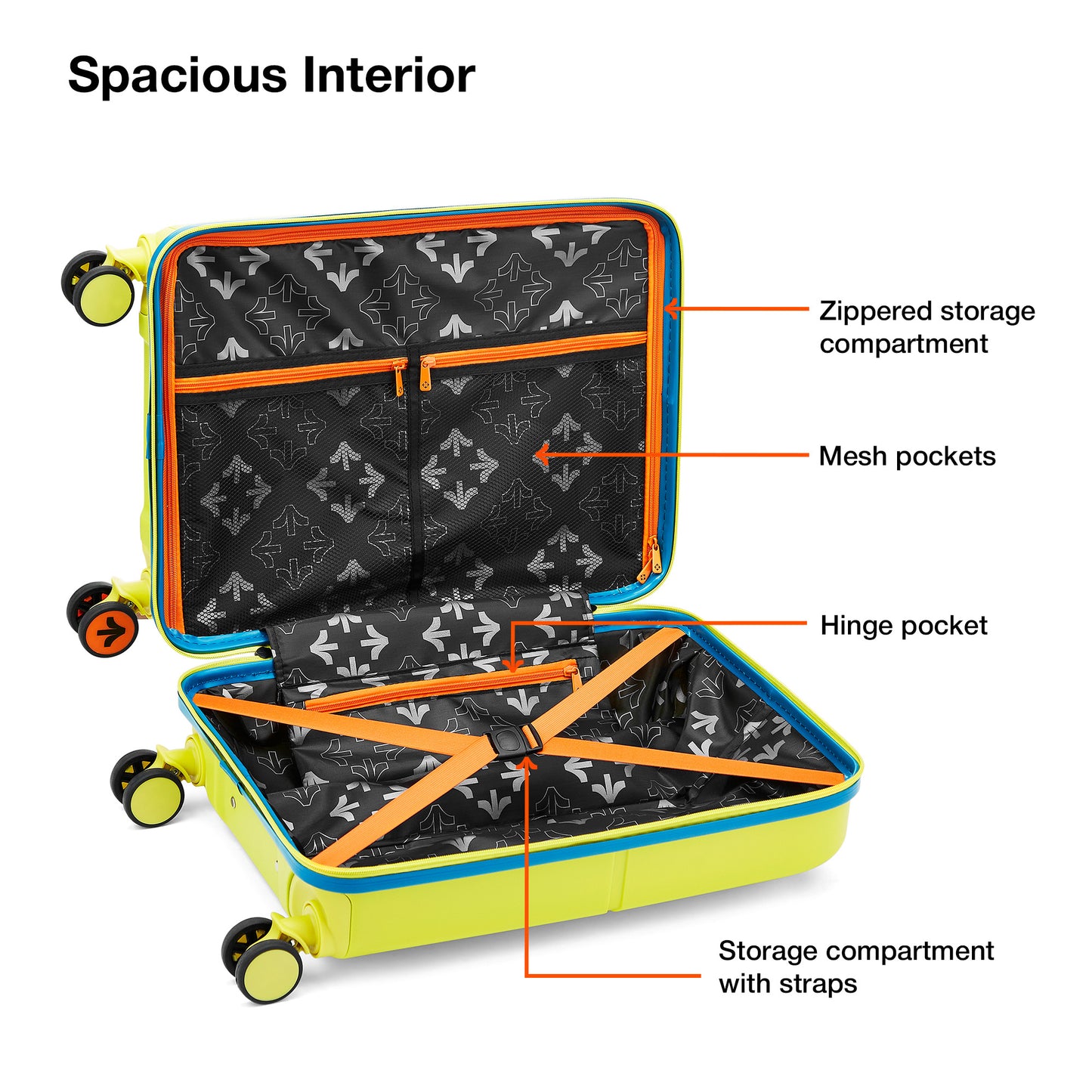 Nasher Miles Plus Springfield Hard-Sided Polypropylene Cabin Luggage with Laptop Compartment Apple Green 20 inch |55 Trolley Bag