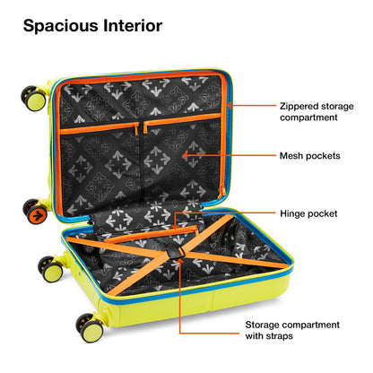 Nasher Miles Plus Springfield Hard-Sided Polypropylene Cabin Luggage with Laptop Compartment Apple Green 20 inch |55 Trolley Bag