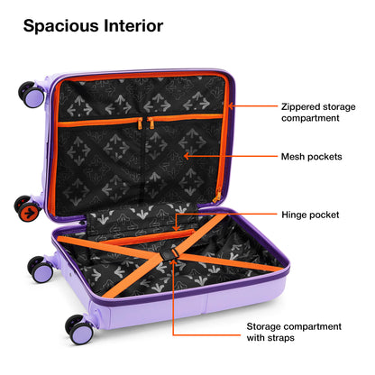 Nasher Miles Plus Springfield Hard-Sided Polypropylene Cabin Luggage with Laptop Compartment Pastel Purple 20 inch |55 Trolley Bag