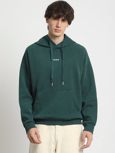 Men's Green Solid Regular Fit Hooded Sweatshirt SCN-KOLOM-GR