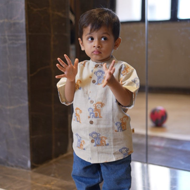 Cotton Linen Shirt | Hand-Block Printed