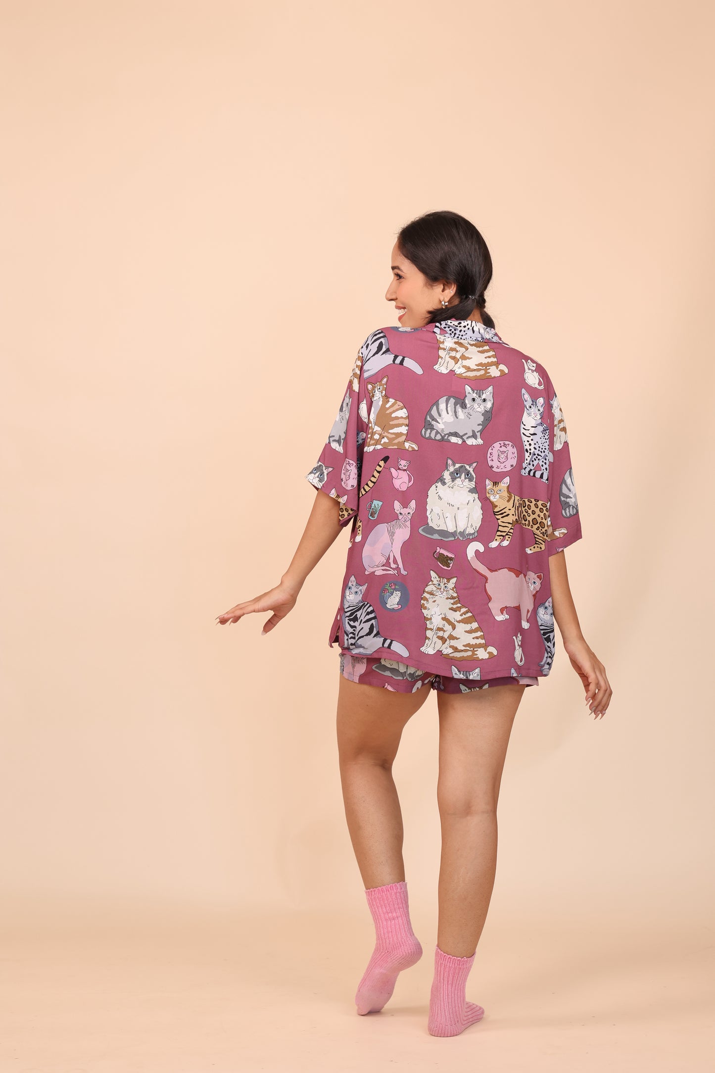 Meow Mauve Shorts set Loungewear | Masha at Broadway