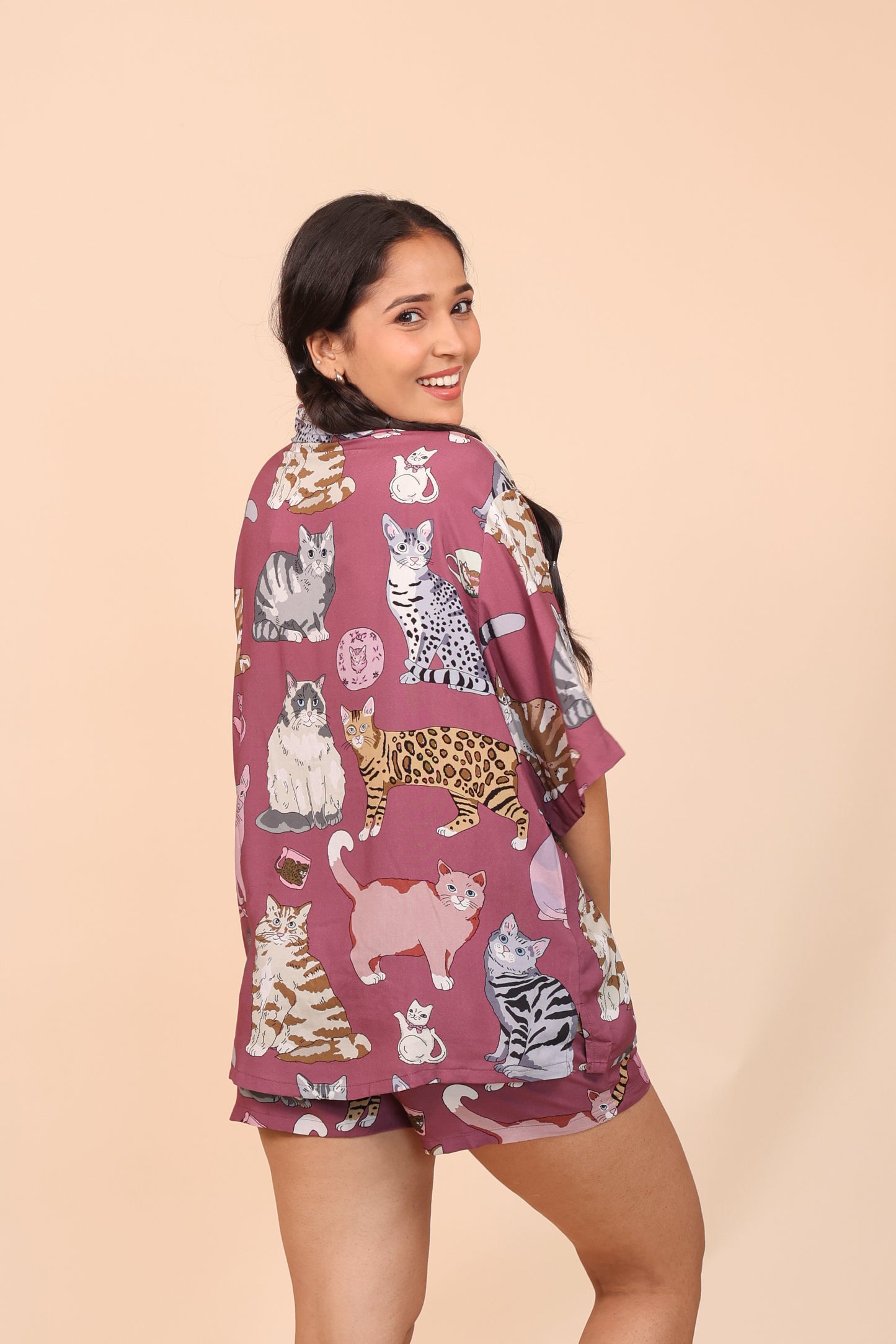 Meow Mauve Shorts set Loungewear | Masha at Broadway