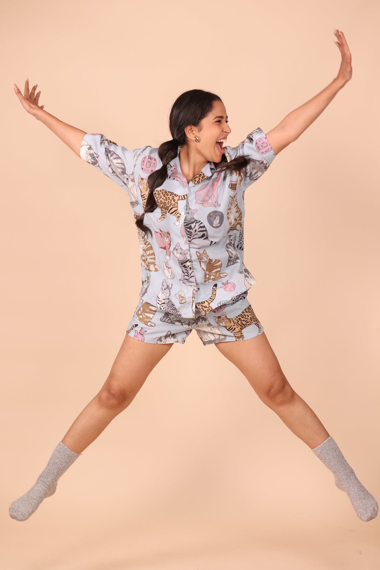 Meow Mauve Shorts set Loungewear | Masha at Broadway