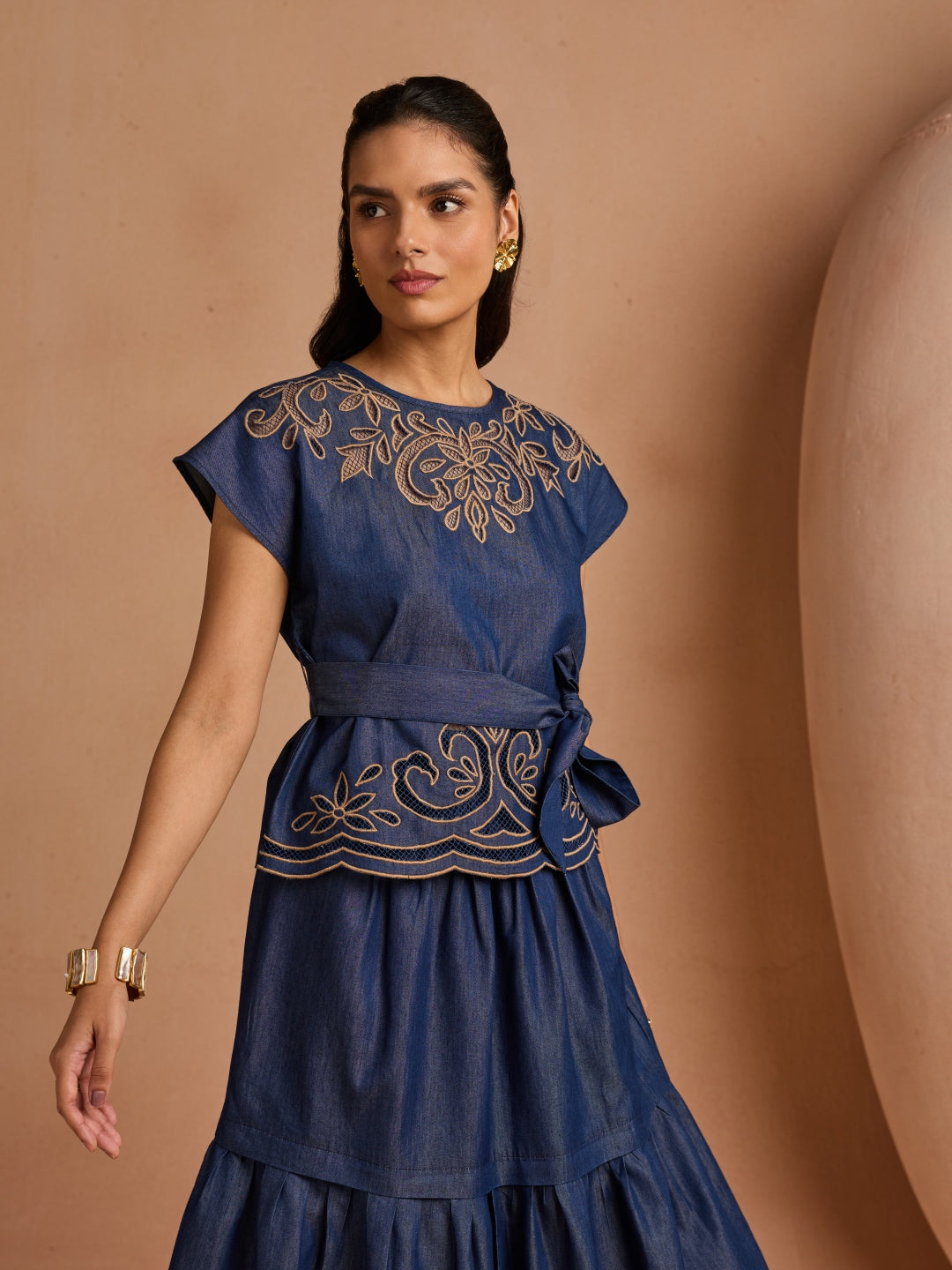 Ava Denim Cutwork Top | Style Island at Broadway