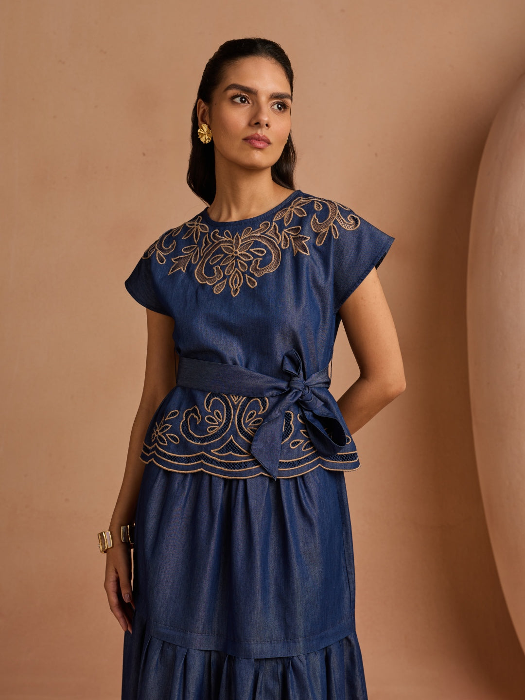 Ava Denim Cutwork Top | Style Island at Broadway