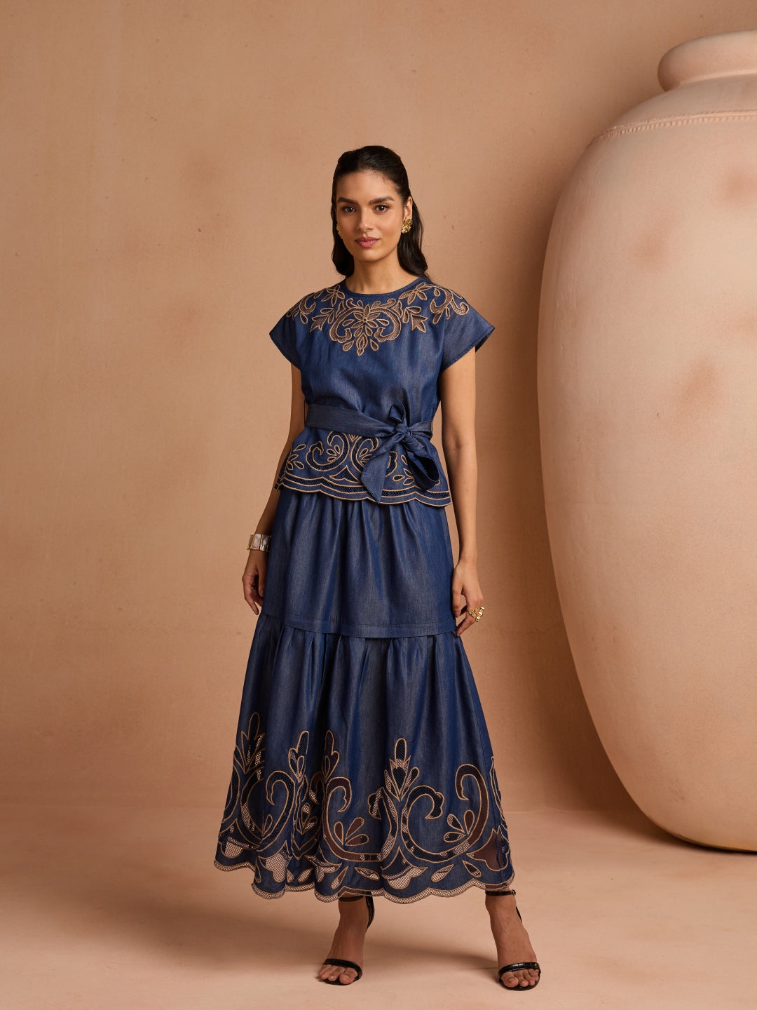 Ava Denim Cutwork Top | Style Island at Broadway