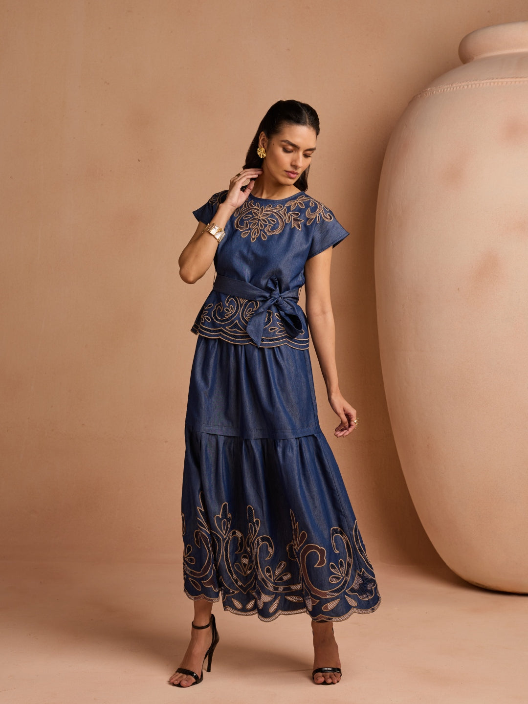 Ava Denim Cutwork Top | Style Island at Broadway