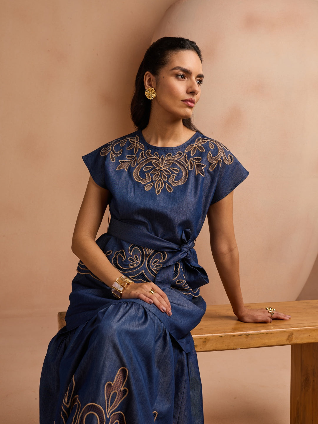 Ava Denim Cutwork Top | Style Island at Broadway