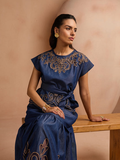 Ava Denim Cutwork Top | Style Island at Broadway