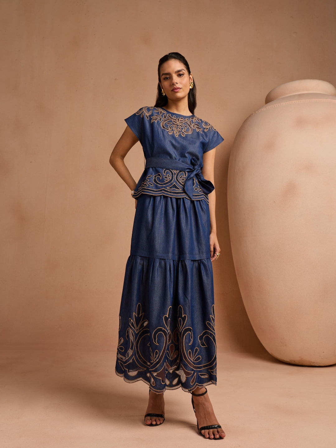 Ava Denim Cutwork Top | Style Island at Broadway