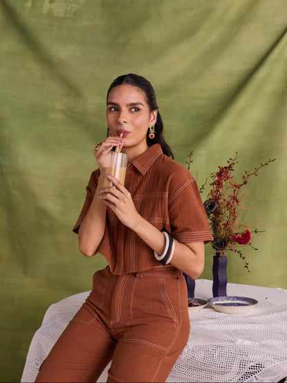 Elle Cropped Shirt | Style Island at Broadway