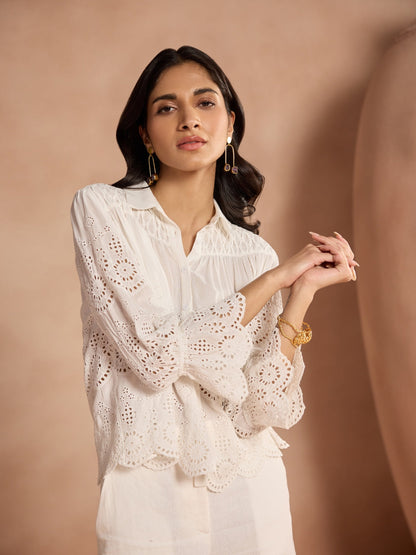 Alba Schiffli Shirt | Style Island at Broadway