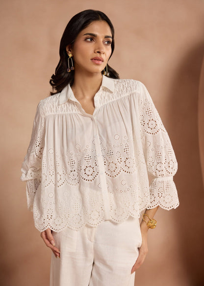 Alba Schiffli Shirt | Style Island at Broadway
