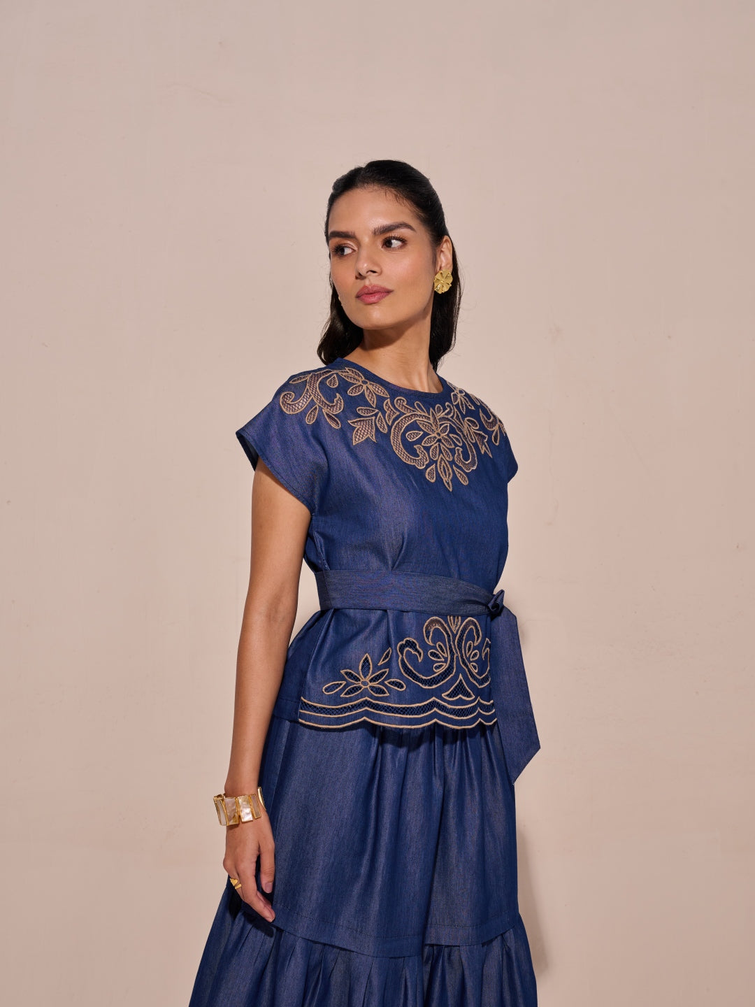 Ava Denim Cutwork Top | Style Island at Broadway