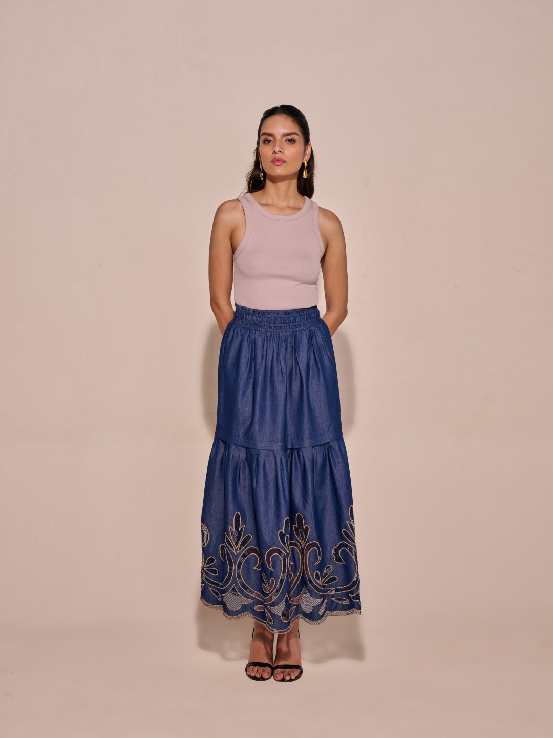 Ava Denim Cutwork Skirt | Style Island at Broadway