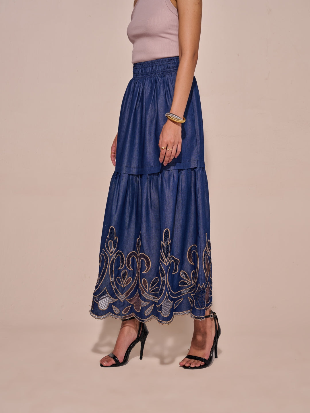 Ava Denim Cutwork Skirt | Style Island at Broadway