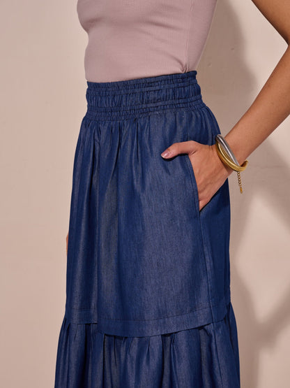 Ava Denim Cutwork Skirt | Style Island at Broadway