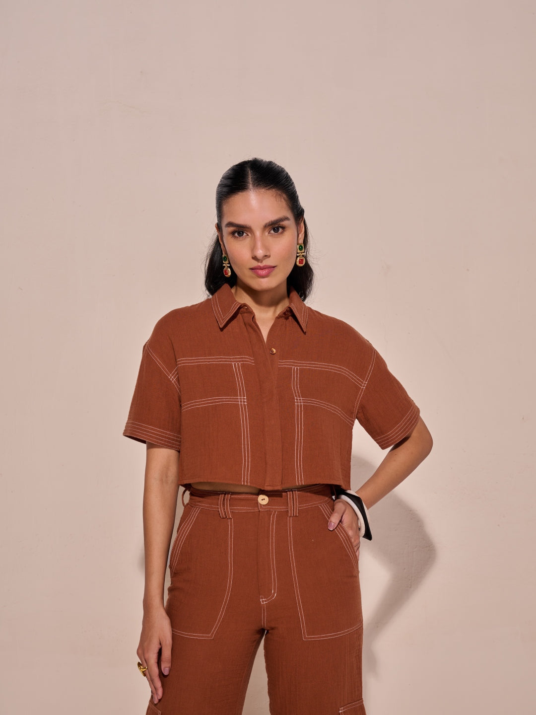Elle Cropped Shirt | Style Island at Broadway