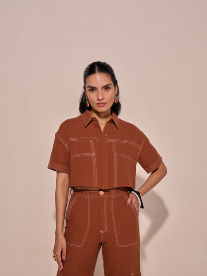 Elle Cropped Shirt | Style Island at Broadway
