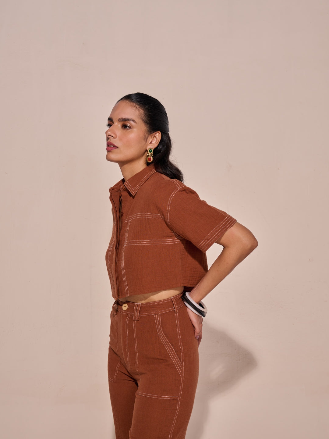 Elle Cropped Shirt | Style Island at Broadway