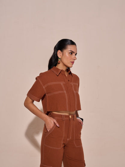 Elle Cropped Shirt | Style Island at Broadway