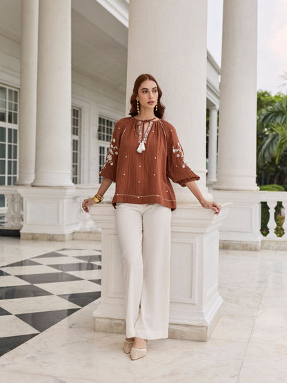 Hannah Embroidered Top | Style Island at Broadway