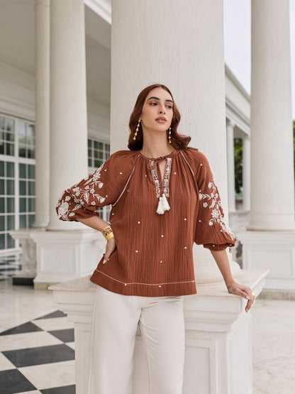 Hannah Embroidered Top | Style Island at Broadway