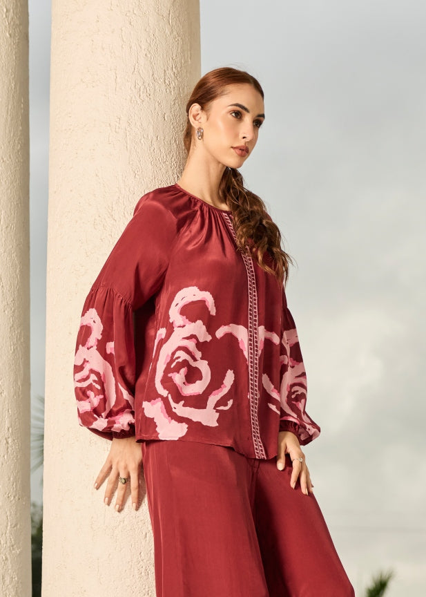 Grace Mulberry Printed Top | Style Island at Broadway