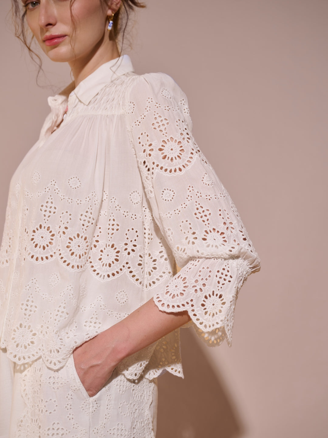 Alba Schiffli Shirt | Style Island at Broadway