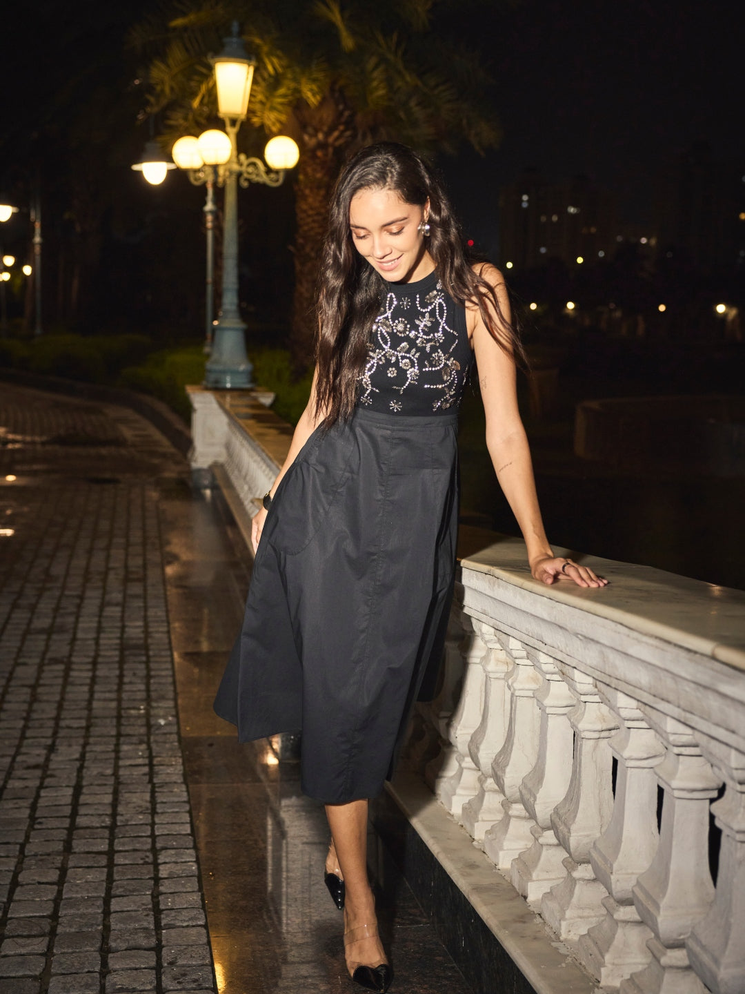 Laurel Embroidered Ribbed Dress | Style Island at Broadway