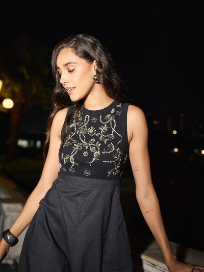 Laurel Embroidered Ribbed Dress | Style Island at Broadway