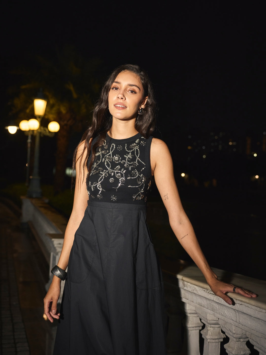 Laurel Embroidered Ribbed Dress | Style Island at Broadway