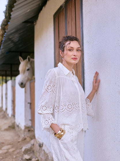 Alba Schiffli Shirt | Style Island at Broadway