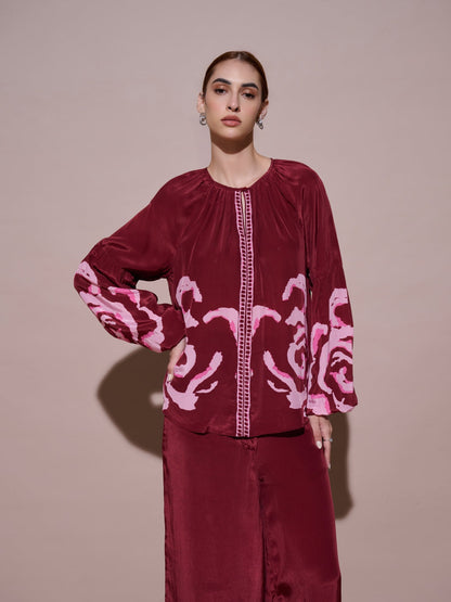 Grace Mulberry Printed Top | Style Island at Broadway