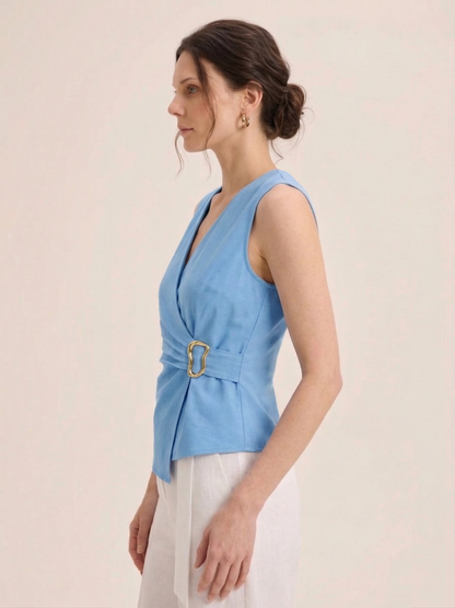 The Wrap Top - Sky Blue
