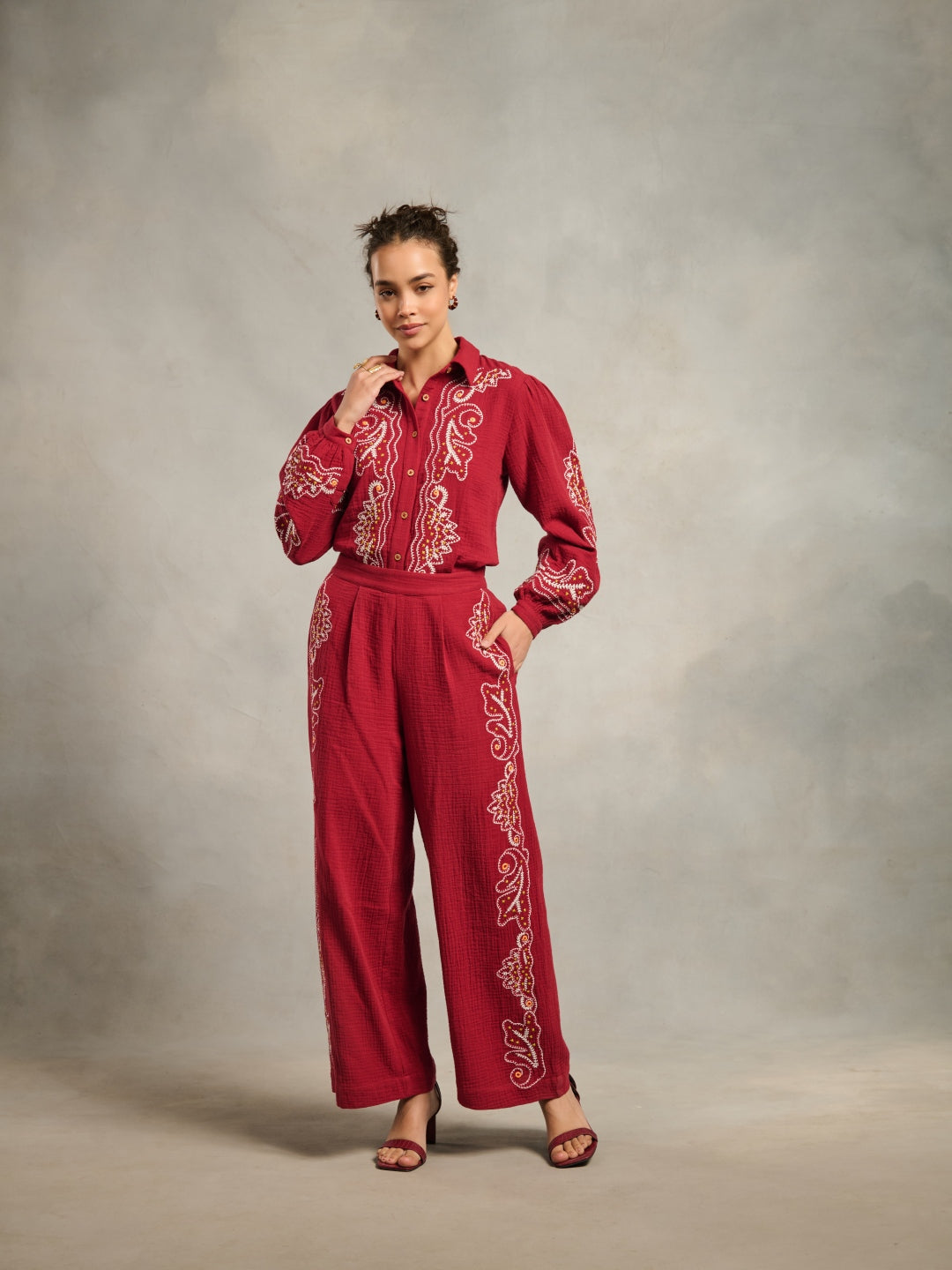 Jemma Embroidered Pants | Style Island at Broadway