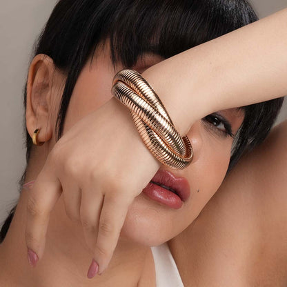 Rose Gold Trio Snake Bangle