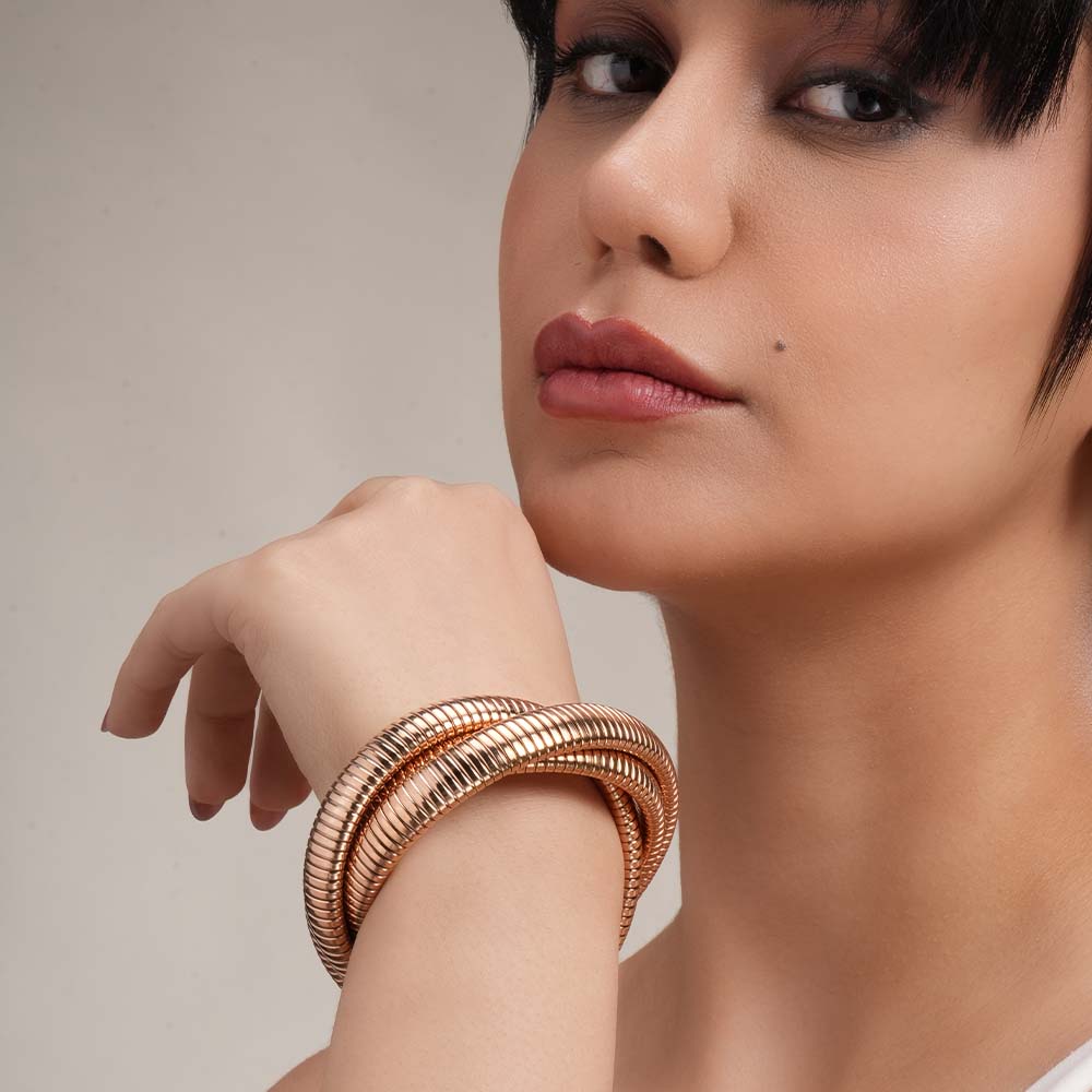 Rose Gold Trio Snake Bangle