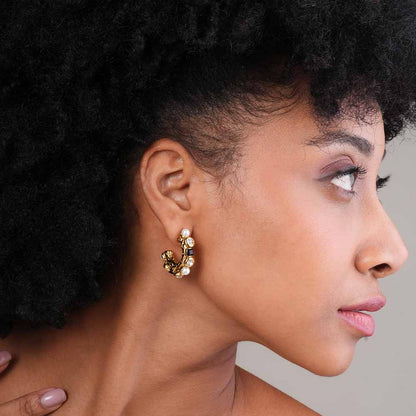 Sculpted Lumina Pearl Hoops