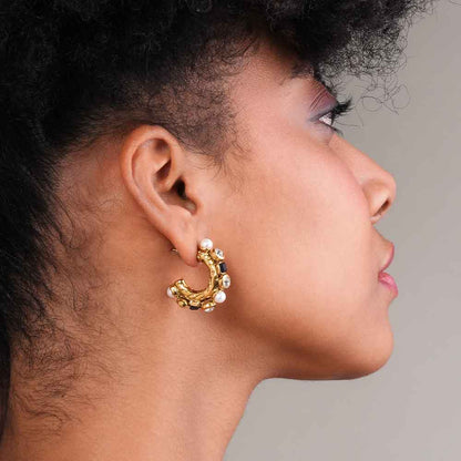 Sculpted Lumina Pearl Hoops