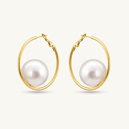 Large Lumina Pearl Hoops
