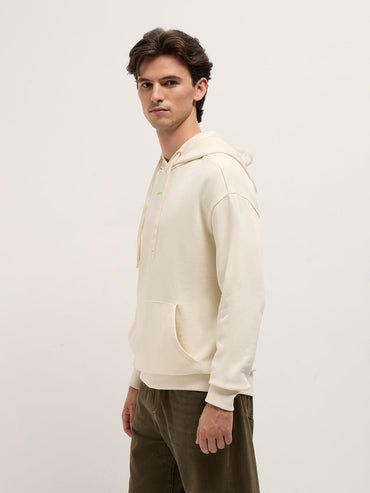 Men's Pure Cotton Relaxed Fit Hoodie SWE-BRIL-WH