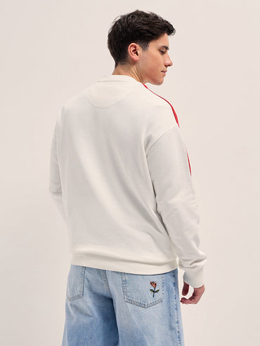 Men's Self Design Crew Neck Sweatshirt SWE-GOMER-WH
