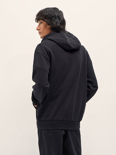 Men's Pure Cotton Relaxed Fit Hoodie SWE-HAZE-BK