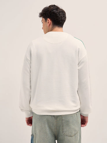 Men's Self Design Crew Neck Sweatshirt SWE-MISORO-WH