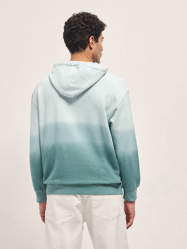 Men's Pure Cotton Ombre Printed Sweatshirt Hoodie SWE-MOSS-GR